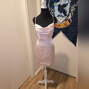 New Elegant Pink Satin Dress